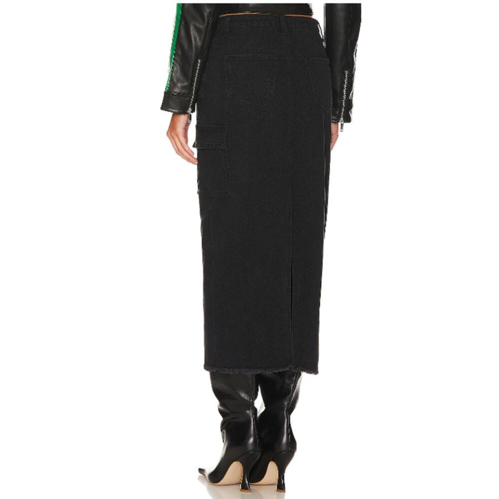 Revolve Superdown Cotton Denim Midi Column Skirt Black Nicolette Cargo Skirt S - Picture 5 of 8